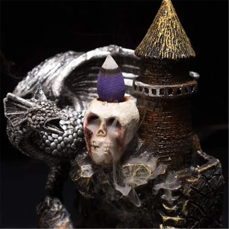 

Back Flow Incense Burner Dinosaur skull head resin crafts Home Decor Aromatic Home Office Incense Crafts Incense Holder