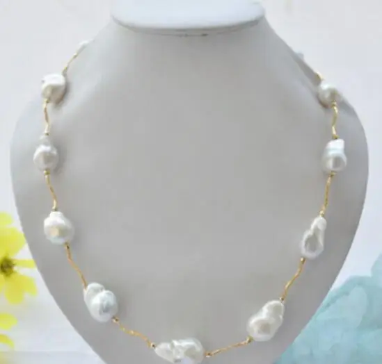 Jewelry Pearl Necklace 15-21mm WHITE baroque KESHI REBORN PEARL necklace 23inch Free Shipping | Украшения и аксессуары