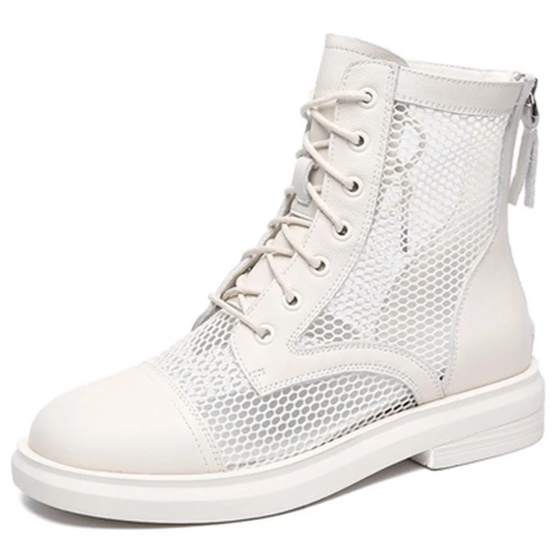 

Genuine mesh ankle boots for women's single boots 2021 spring/summer boots hollow hollow net boot trend
