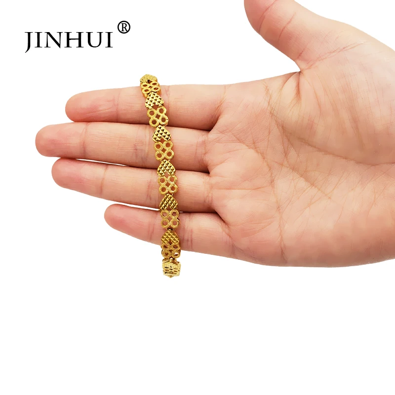

Jin Hui Fashion African Gold color Men heart-shaped Bracelet Women Party Ornament Luxury Gifts for Friends Dubai Bangle Jewelry