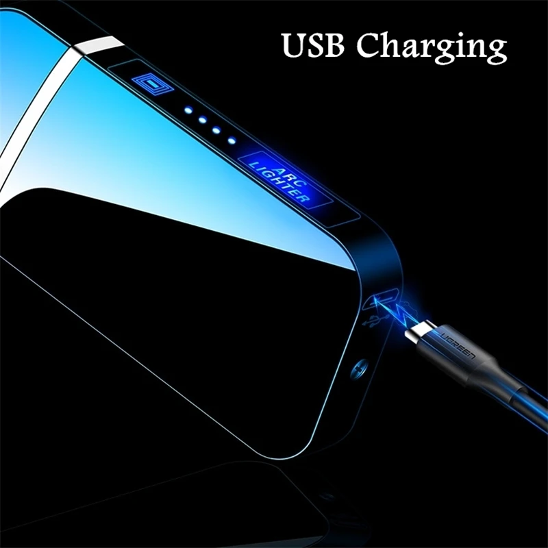 Светодиодный дисплей с зарядкой от usb, импульсная зажигалка, горячая Распродажа, двойная дуговая Зажигалка для сигар, плазменная зажигалка, ветрозащитные электронные зажигалки для сигарет