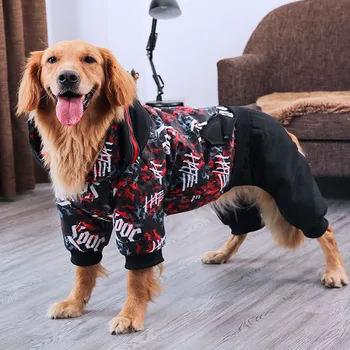

Winter Warm Big Large Dog Clothes Jumpsuit Dog Hoodie Snowsuit Golden Retriever Pitbull Dog Cotton Padded Jacket Coat Clothing