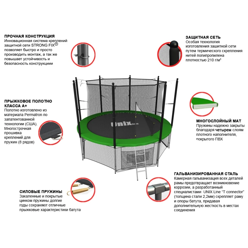 Батут UNIX line 8 ft inside(green