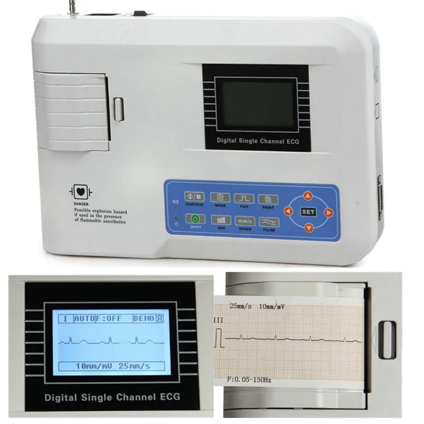 

ECG100G ECG Machine Color Display Digital Electrocardiograph Single Channel 12 Leads EKG Monitor + Software +Printer