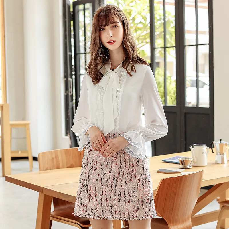 

Fashion Fringed Tweed Women Skirt Fall/winter New Ladies Temperament A-line Skirt Retro Intellectual Elegant Half-length Skirt