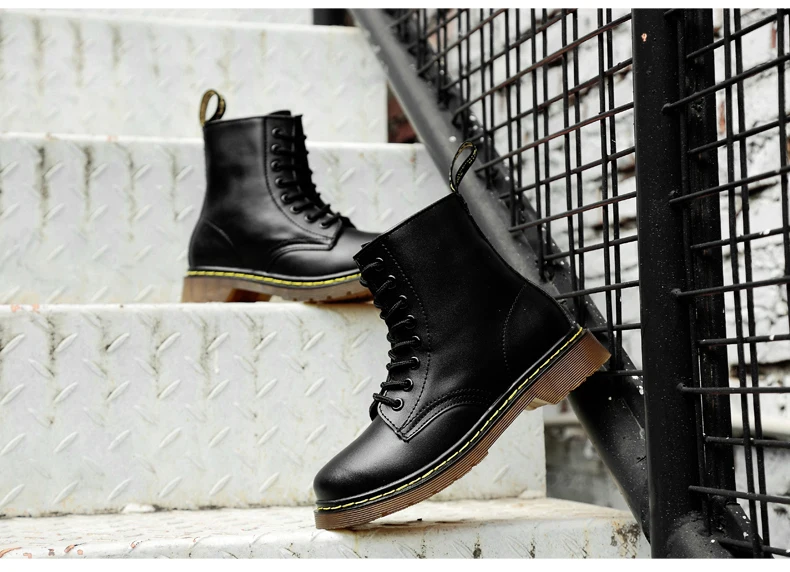 Ankle Boots Genuine Leather Autumn Winter Men's Women's Martin Boots Fashion Motorcycle Boots Outdoor Working Snow Boots