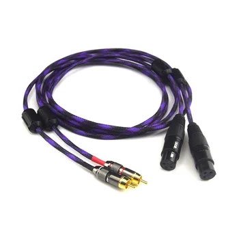 

1 Pair Hifi Silver Plated RCA to XLR Cable High Quality 2 RCA Male to 2 XLR Female Cable