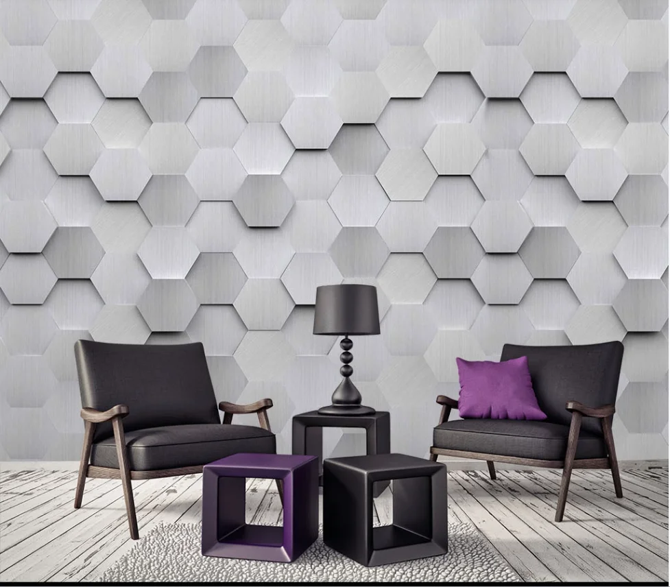 

milofi 3D hexagonal abstract geometry living room interior decorative wallpaper custom 8D waterproof wall cloth