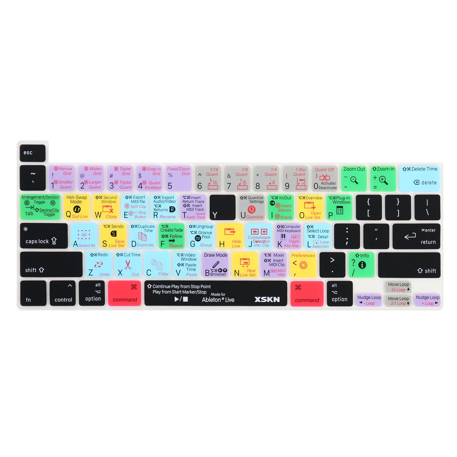 

XSKN Ableton Live Shortcuts Keyboard Cover Skin for New MacBook Pro 13 inch with Touch Bar A2338 M1 A2251 A2289 US Version