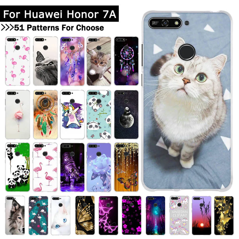 For Huawei Y7 Prime 2019 Phone Cover Cat Soft Silicone Cases Covers Coque Fundas Capa FOR Honor 7A 5.7'' Y6 2018 | Мобильные