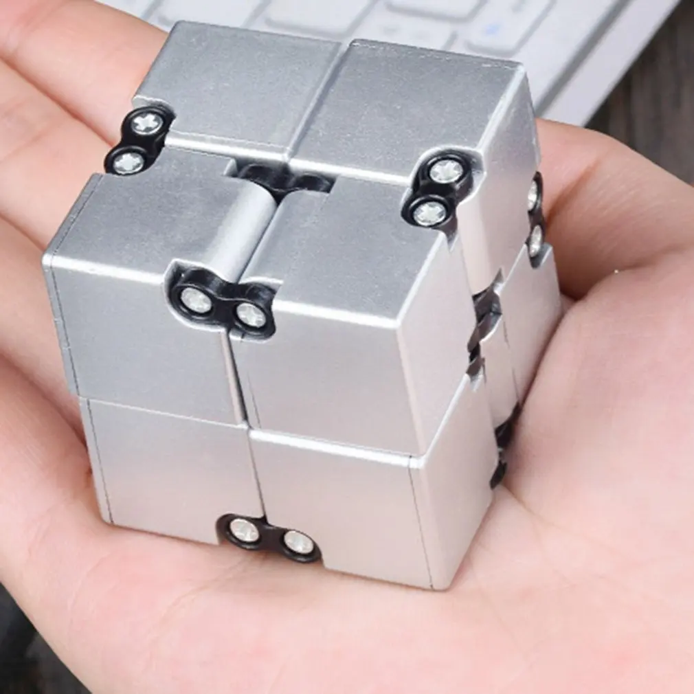 Color:Silver High Texture Infinity Cube Magic Cube Aluminum Alloy Professional Competition Speed Puzzle Adult Decompression Toys&