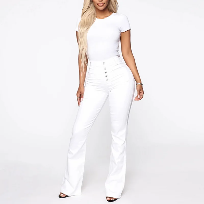 Джинсы женские с заплатками классические облегающие брюки из денима высокой