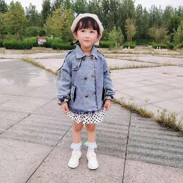 Spring Children's Denim Jackets Girl Jean Embroidery Jackets Girls Kids clothing baby Lace coat Casual outerwear Windbreaker fleece coats