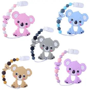 

Cute Infants Molar Toy Cartoon Animal Koala Tooth Gel Pacifier Chain Newborn Baby Silicone Teether Bathing Gifts XXFE