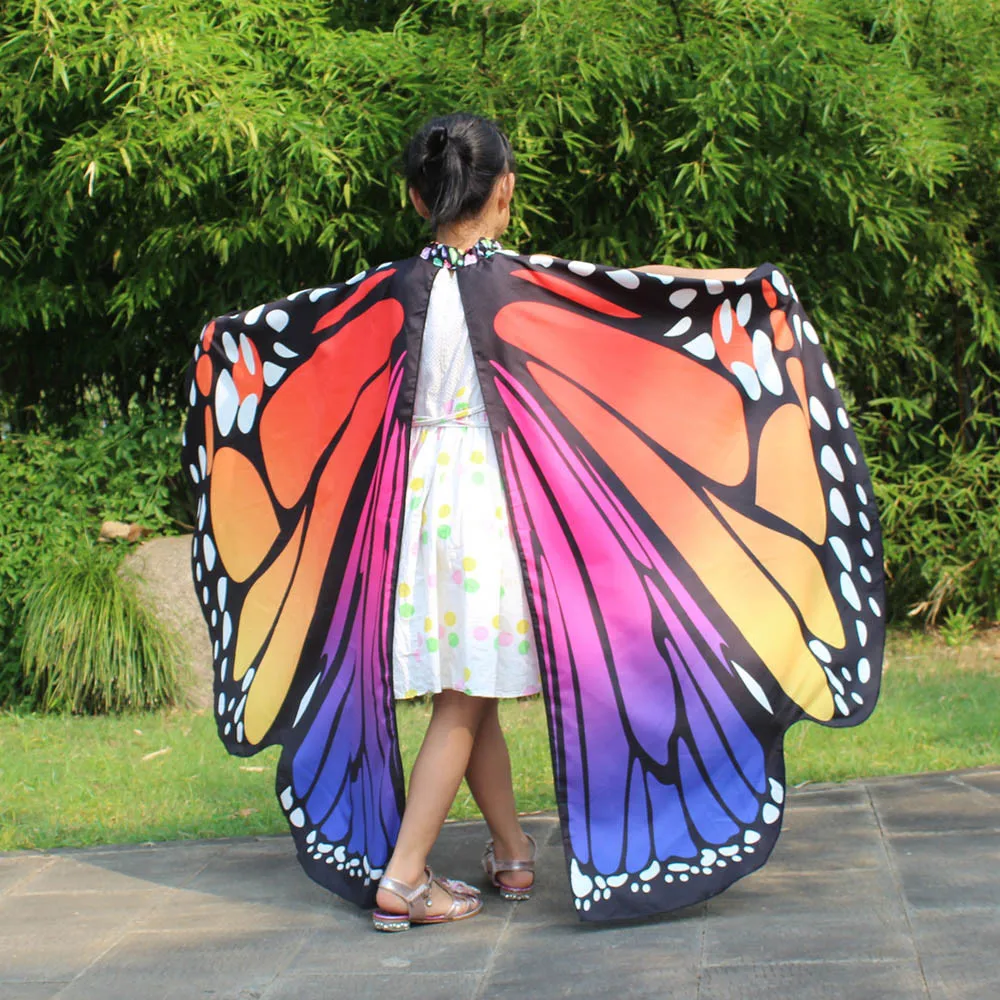 Модный дизайн для маленьких девочек бабочка крыло шаль шарфы Нимфа Пикси пончо костюм аксессуар горячий@ 45