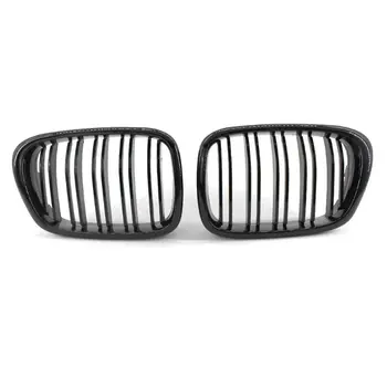

2PCS Gloss Black Double Slat Front Kidney Grilles for B-MW 5 Series E39 99-03