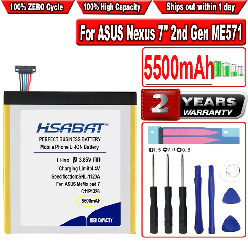 Аккумулятор HSABAT 5500 мАч C11P1326 для ASUS MeMo Pad 7 ME7610C ME7610CX ME176C ME176CX K013 ME176 | Мобильные