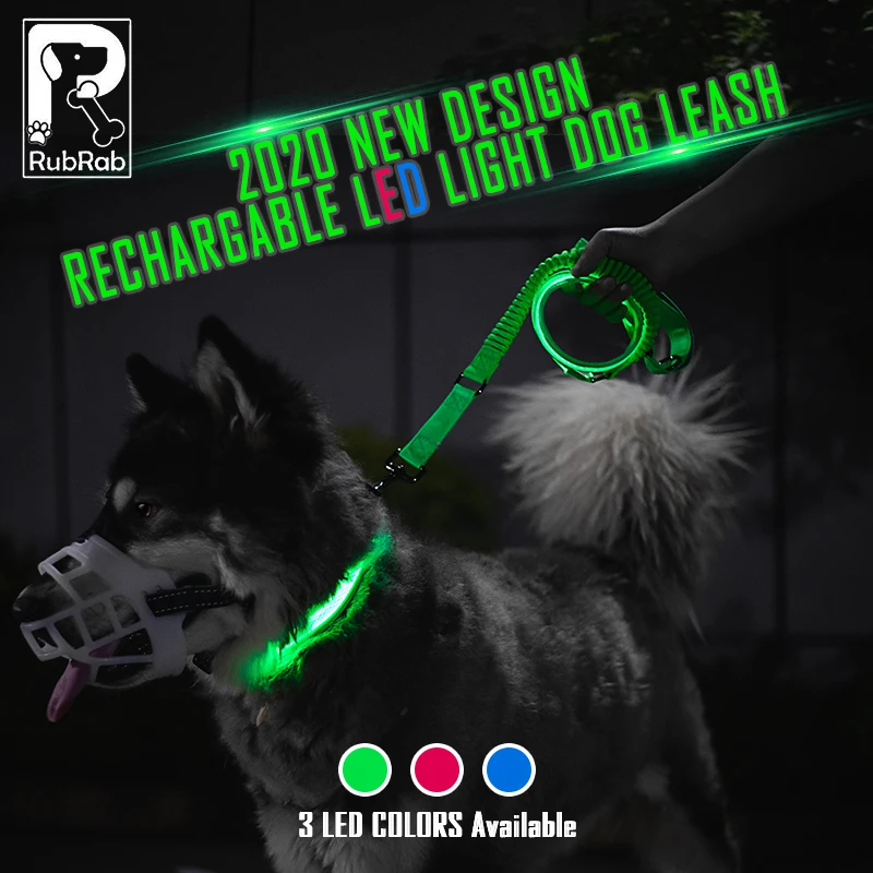 Светодиодный проблесковый собаки ошейник и поводок регулируемый банджи