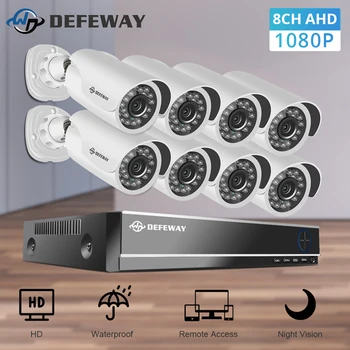

DEFEWAY 1080P HD Outdoor CCTV System HDD 8CH DVR 1080P HDMI Output Home Video Surveillance Weatherproof Security Camera 2000TVL