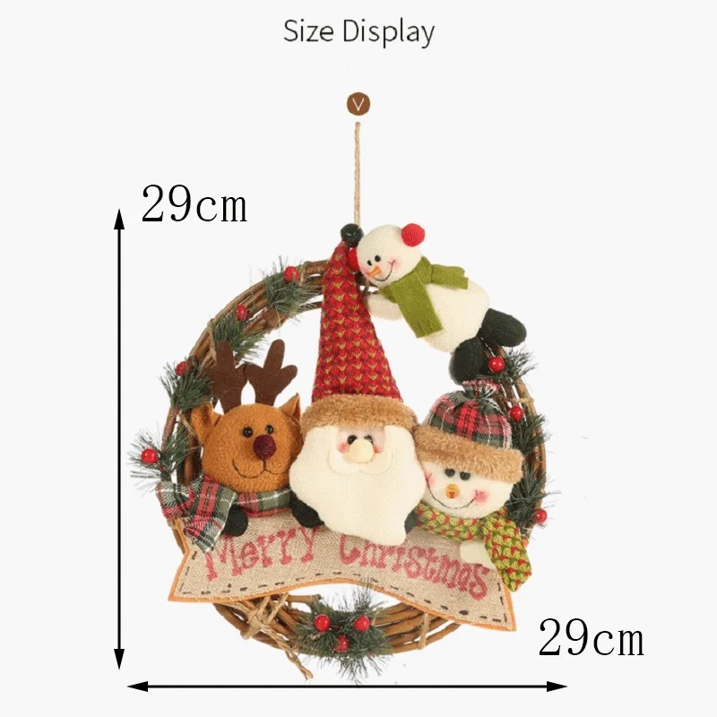 Christmas mini wreath doll flannelette rattan ring old man snowman elk hanging ornaments 2020 New Year Christmas tree decoration