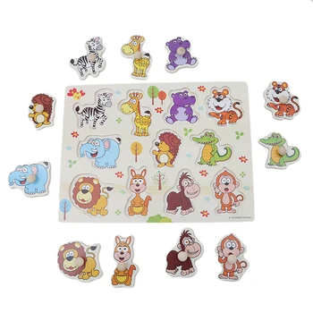 

Learning Kids Wooden Toy Hand Puzzles People Animals Recognition Children Puzzle Educational Kids Baby Classic Learning Toy
