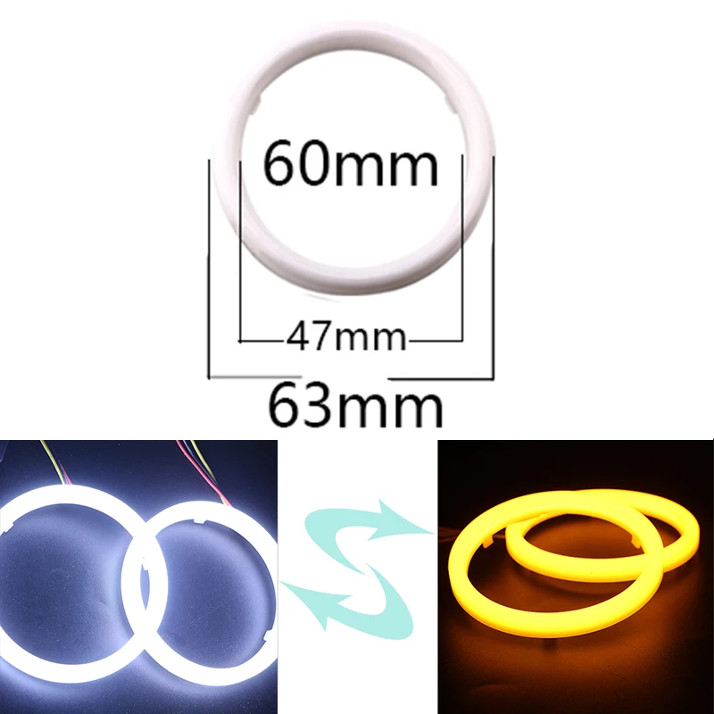 60mm White-Amber 6X 12VDC молочно-белый и желтый 80 мм 25SMD 95 мм 30 SMD Ангельские глазки Led гало кольца авто DRL 60/70/80/90/95/100/110/120 мм - Цвет: 60mm White-Amber