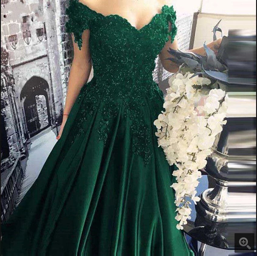 Robe de soiree темно-зеленое вечернее платье платья для выпускного вечера милое декольте с рукавами-крылышками Принцесса Пышные кружевные аппликации вышитые бисером вечерние платья на выпускной