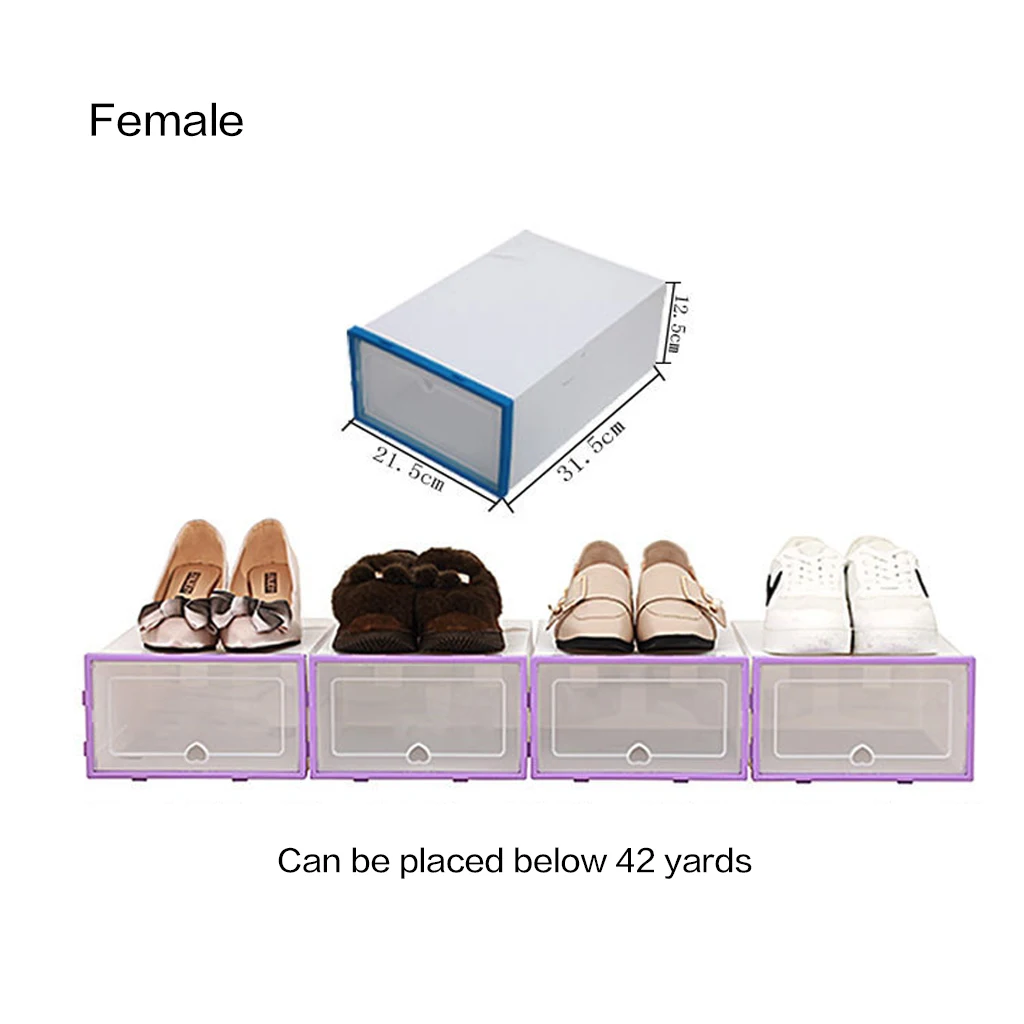 6 шт флип коробка для обуви утолщенный прозрачный ящик чехол Пластиковые обувные коробки Стекируемый ящик органайзер для обуви стеллаж хранение обуви