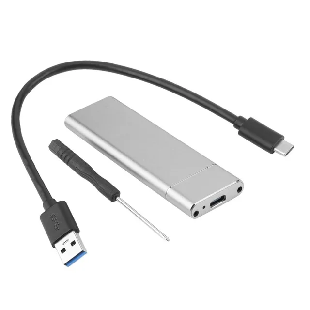 M.2 Портативный SSD жесткий диск SSD Чехлы Тип C USB 3,1 M2 NGFF 2242/2260/2280 жесткий диск Корпус жесткого диска серебристый, черный для Macbook - Цвет: Silver A to C cable