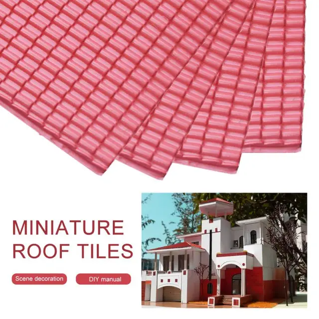 4pcs/set  Miniature Roof Tiles Sand Table PVC Model Building Layout Landscape Diorama DIY Toy Safe & Wear-resistant Lightweight 2