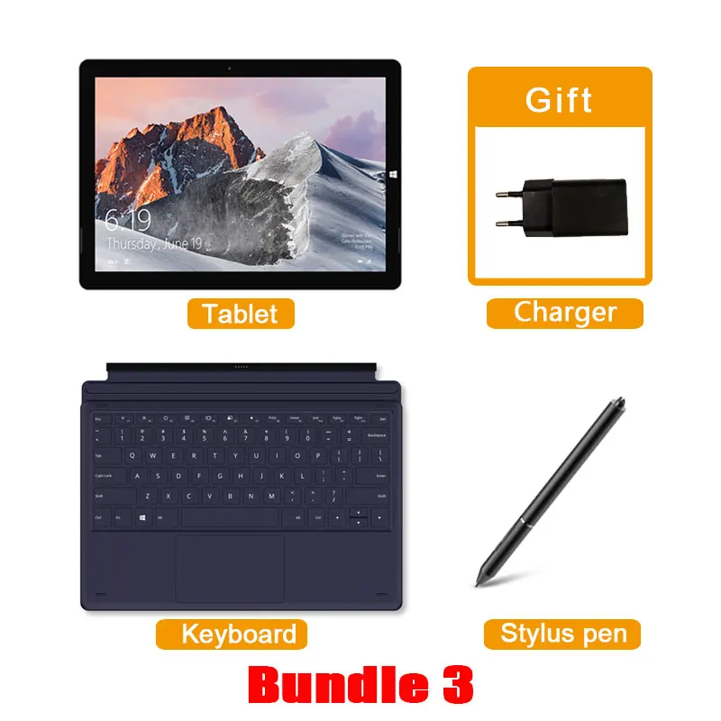 Teclast X6 Pro Tablet Netbook Windows 10 Touch Screen Intel M3-7Y30 8GB RAM 256GB SSD 12.6 Inch 2880*1920 FHD IPS USB3.0 - Комплект: Bundle 3