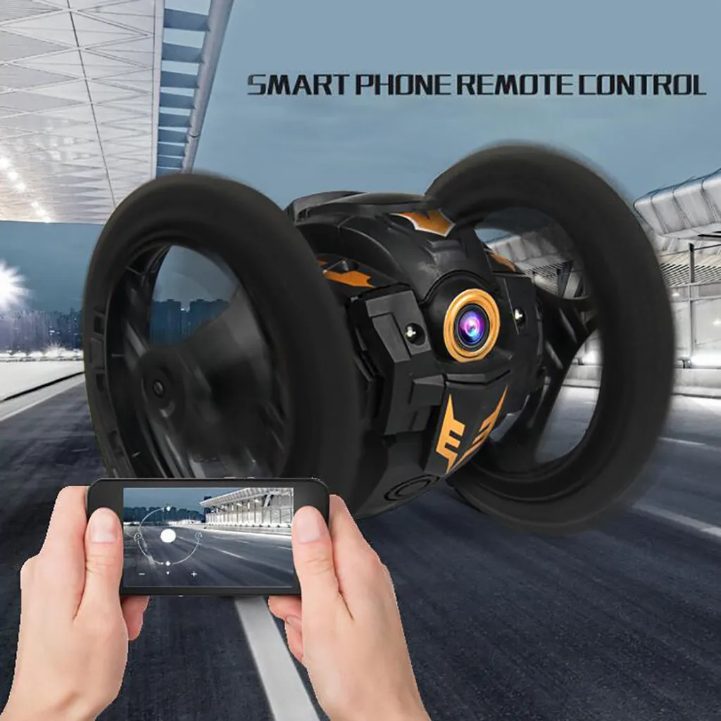 RC Bounce Car 1080P Camera WiFi FPV LED Headlight Sound High Speed Video Remote Control Jumping Prank Stunt Toy Smart Racer Kid