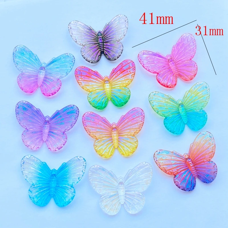 10Pcs Cute Mixed Mini Plated Butterfly Flat Back Acrylic Cabochons Scrapbooking DIY Jewelry Craft Decoration Accessories L72