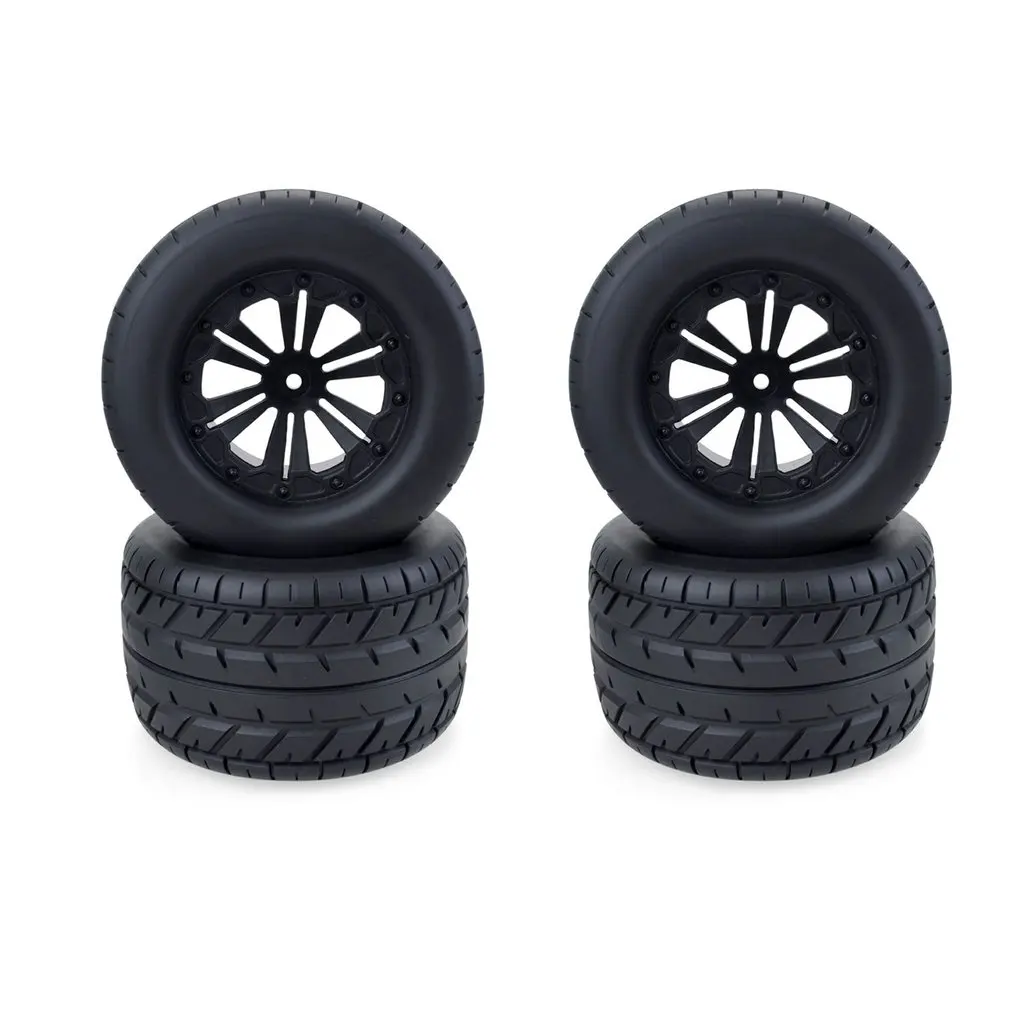 

4pcs Rubber Tyre Tire Wheel Plastic Hub for 1/10 RC Big Feet Model HSP HPI Beadlock Wheel Spare Parts