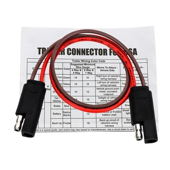 

2-pin Trailer Connector Plug Trailer Light Wiring-Harness Flat Plug Extension Cable 18*2AWG Wire Connector