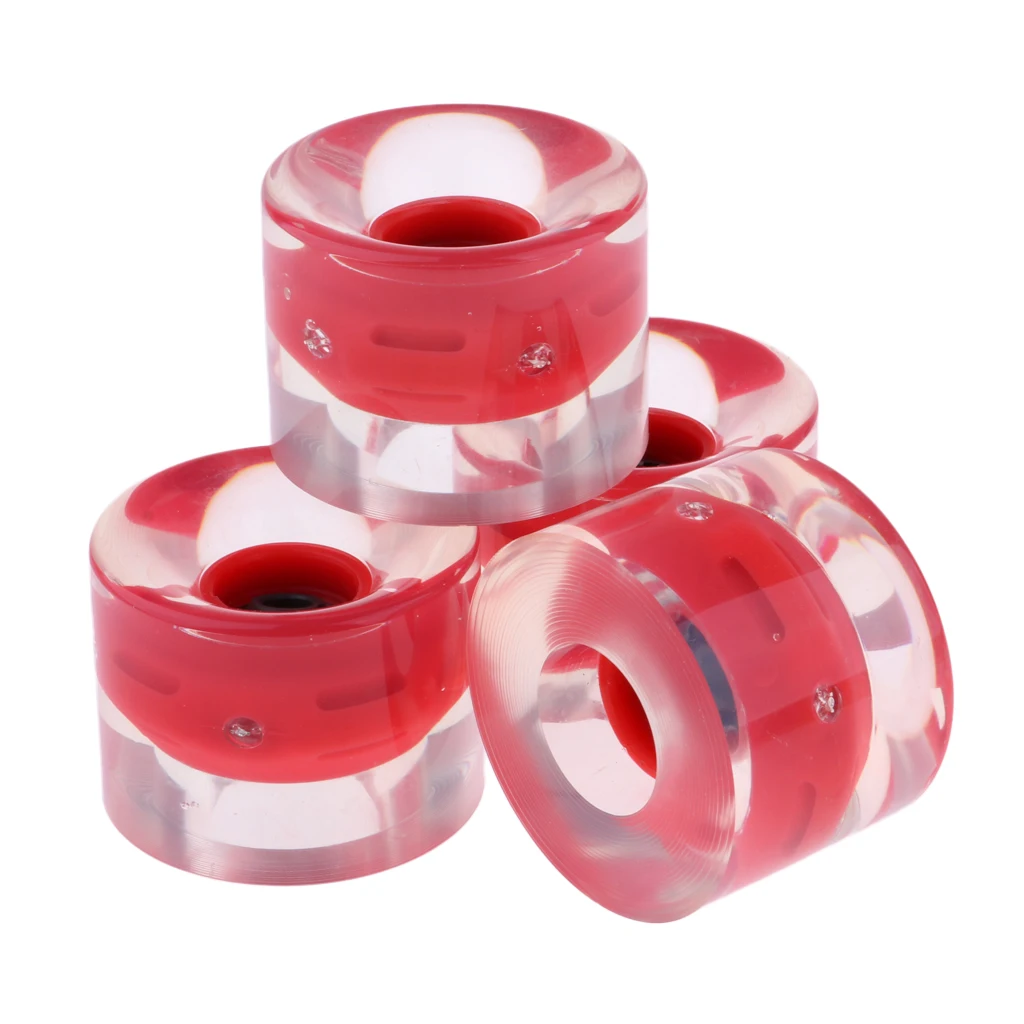 4 Pcs Light Up Wheels Flash 60mm with Magnetic Core for Skateboard Longboard pink / blue/ green/ white/ red