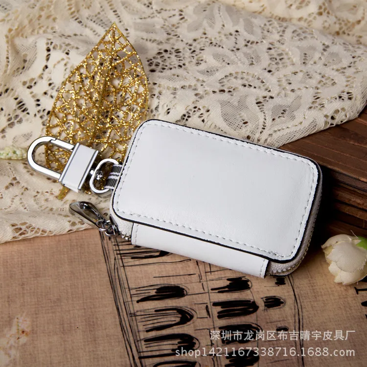 Cross Border Supply of Goods Genuine Leather Car Key Bag Universal Vehicle Models Key Bag Transparent Button Zipper Key Leather