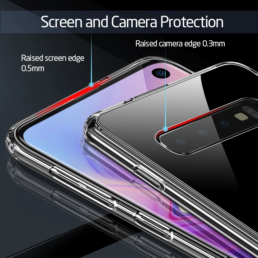 Чехол ESR из закаленного стекла для Samsung Galaxy S10 Plus Роскошный Жесткий чехол + ТПУ