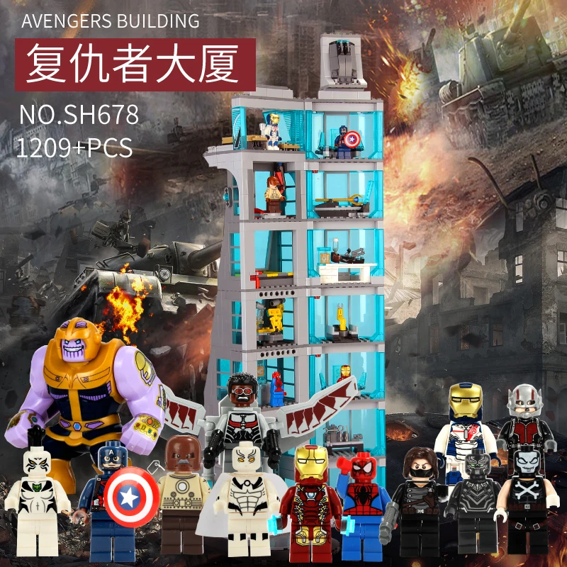 

MOC Avenger Tower Endgame SuperHeroes Ironman figures compatible Legolys Marvel Avengers Blocks Building Toys for children gifts