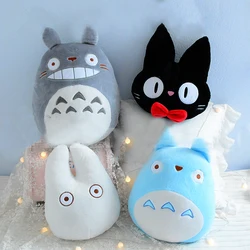 Gato bonito travesseiro de pelúcia recheado kiki totoro brinquedo anime japonês figura boneca macia decoração casa travesseiro almofada