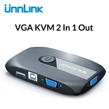 Unnlink 2X1 VGA KVM переключатель коробка Селектор с расширителем 2 порта USB 2,0 общий монитор мышь Клавиатура для 2 компьютера Ноутбуки ПК