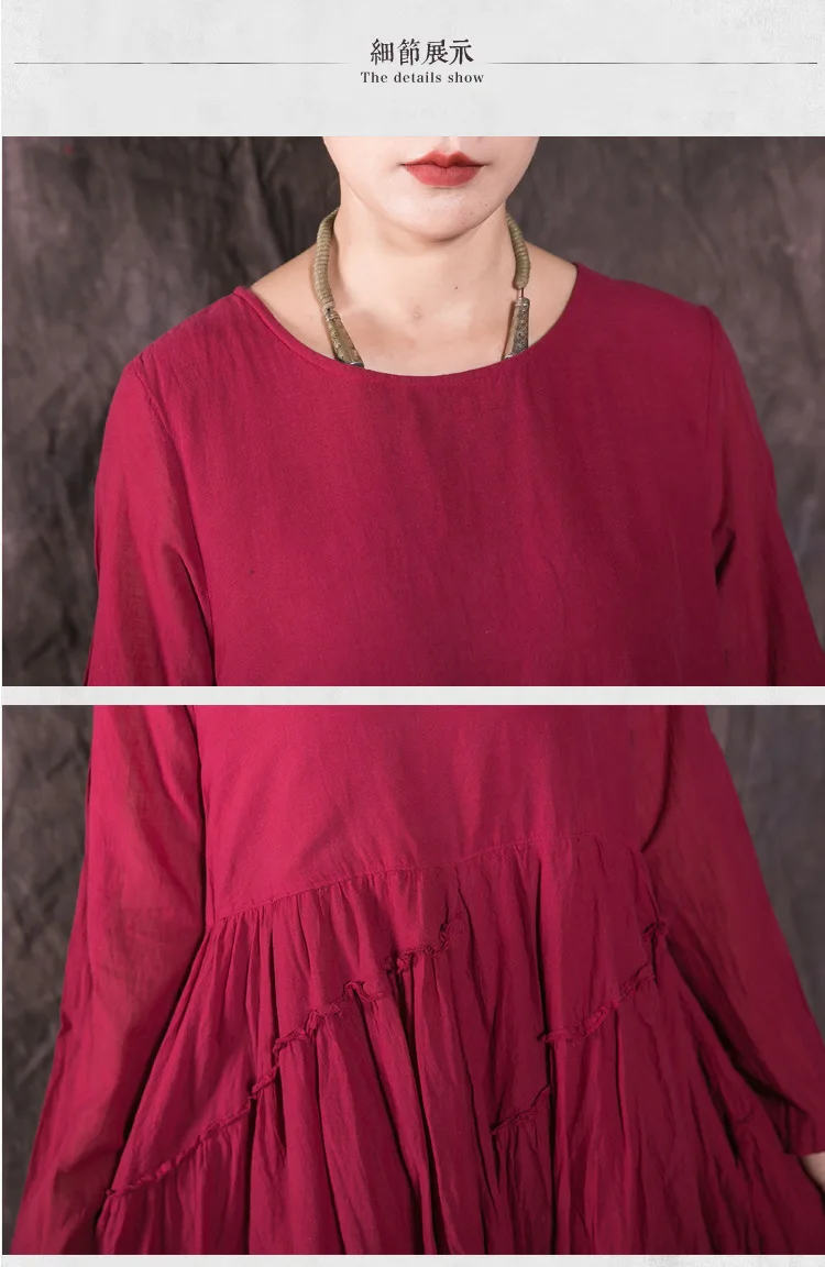 North Tribe Spring New Products WOMEN'S Dress Elegant Fairy Long Skirts Pleated Skirt Irregular Cotton Linen Dress