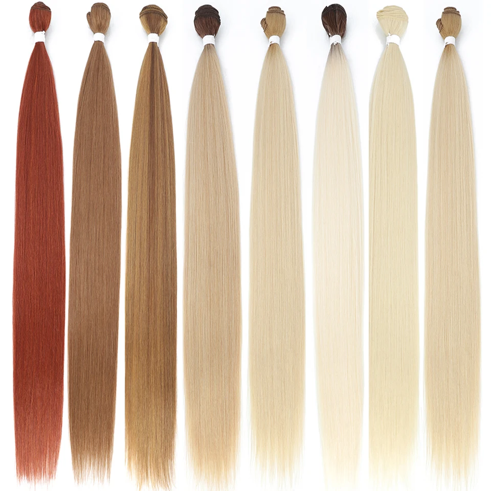 Bone Straight Hair Bundles Salon Natural Hair Extensions Fake Fibers Super Long Synthetic Yaki Straight Hair Weaving Full to End 2