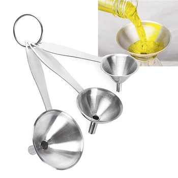 

3 Pieces / Set Stainless Steel Mouth Funnel Bar Wine Bottle Funnel Food Pickles Fruit Jam Kitchen Accessories