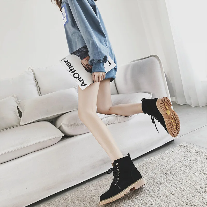 

2018 New Style INS Martin Boots Women's British-Style Students Korean-style Versatile Bootie Retro CHIC Shoes