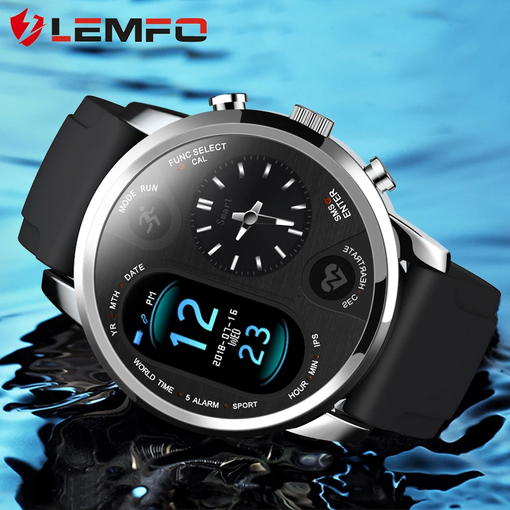 LEMFO T3 PRO Smart Watch Men Blood Pressure Heart Rate Dual Time Bluetooth Activity Tracker Sport Smartwatch for IOS Android