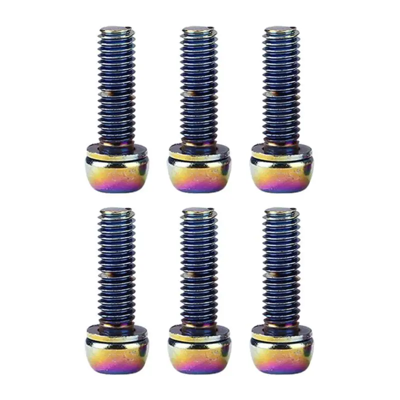 6pcs High Carbon Steel MTB Bicycle Hadlebar Riser M6 20mm Screws Fastener Bicycle Bolts Screw Disk Brake Clamp Rotor Parts