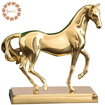 

Copper Horse Decor Abstract Metal Horse Success Decor Statue Golden Figurine Decorative Metal Creative Home Animal Europe