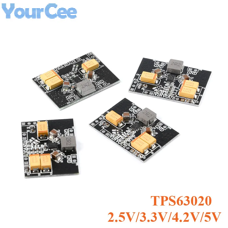 Tps63020 módulo de fonte de alimentação baixa ondulação automática step up step down buck-boost placa módulo 2.5v 3.3v 4.2v 5v bateria de lítio