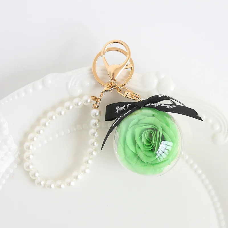 New Natural Preserve Rose Flower Keychain Korean Fashion Pearl Bracelet Key  Chain Holder Valentine's Day Couple Jewelry Gift - AliExpress